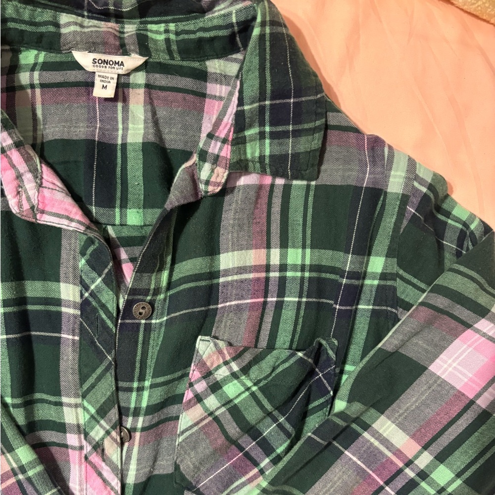pink and green plaid flannel (sonoma goods for life)